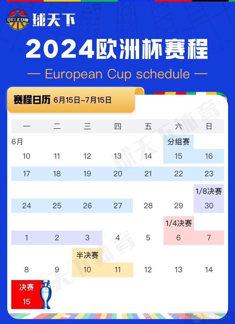 乐鱼体育德国欧洲杯开赛时间赛程日程图全览 2024欧洲杯要熬夜吗(图1)